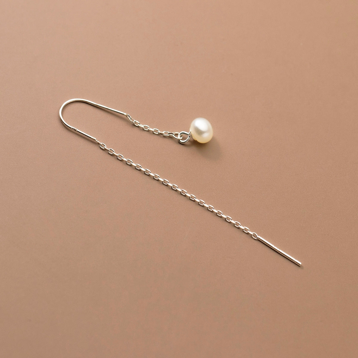 Sterling Silver Artificial Pearl Threader Earrings
