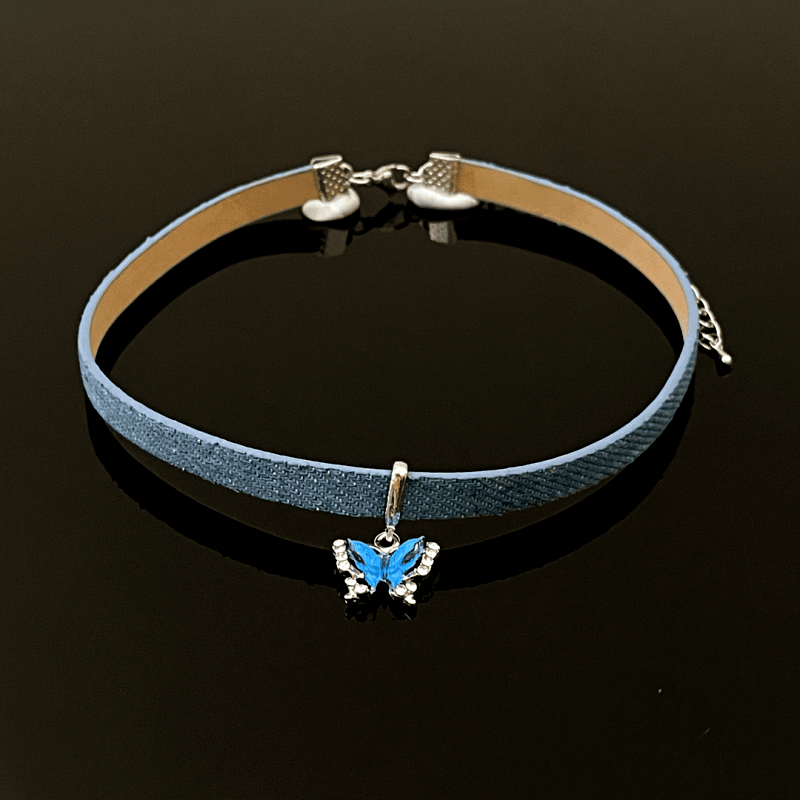 14K Gold-Plated Blue Butterfly Choker