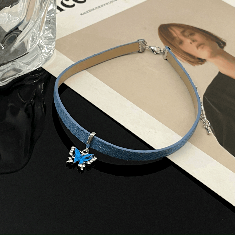 14K Gold-Plated Blue Butterfly Choker