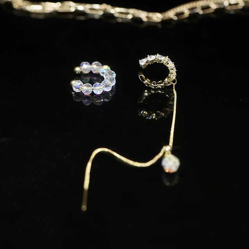 14K Gold-plated Diamond-Encrusted Ear Cuffs(1 Pair)