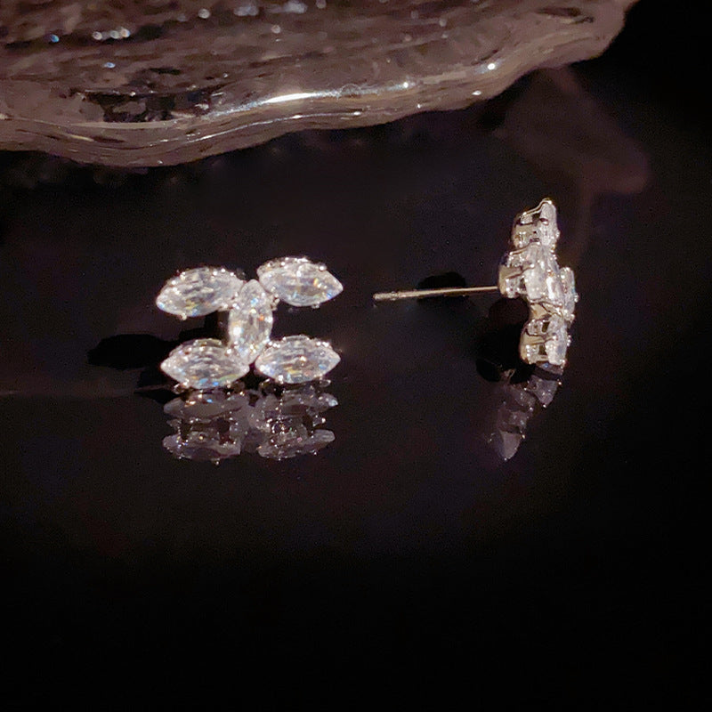 Silver Post Double C Stud Earrings