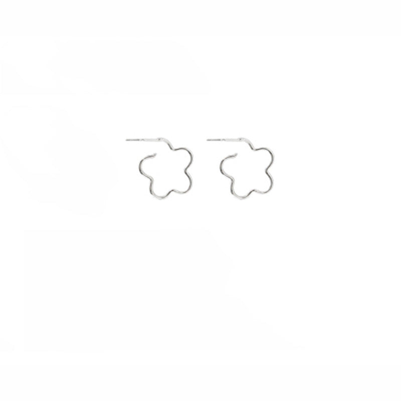 Sterling Silver Flower Hoop Earrings