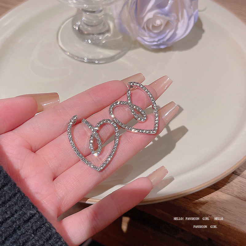14k Gold-plated Bling Heart Earrings