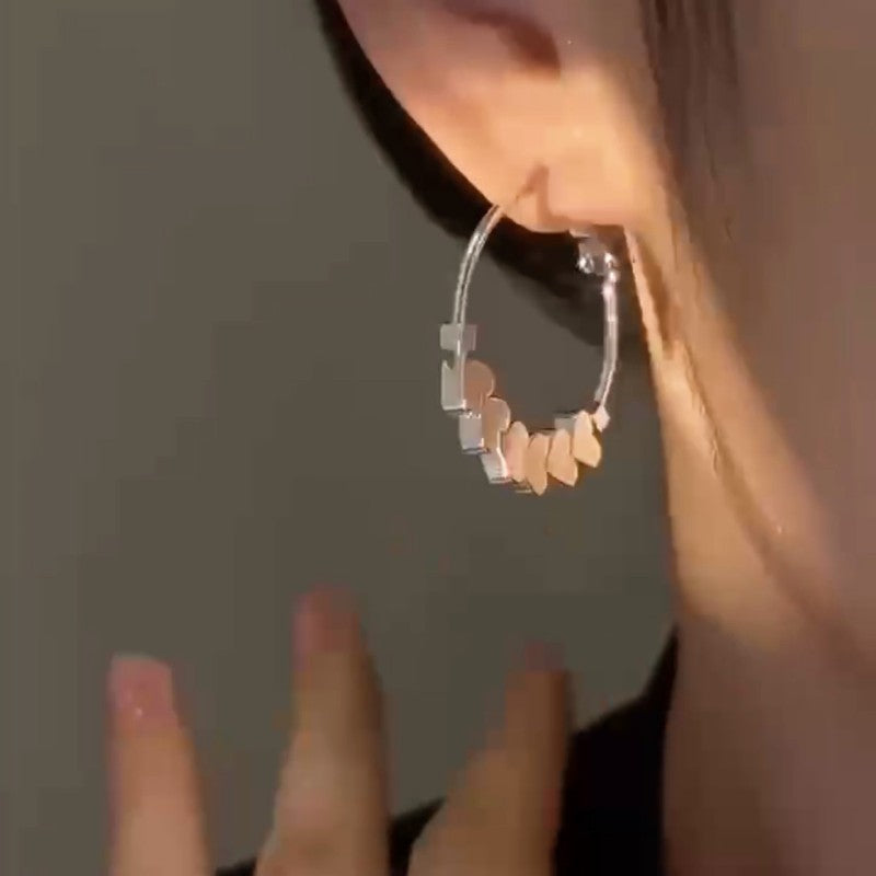14k Gold-plated Love Heart Hoop Earrings