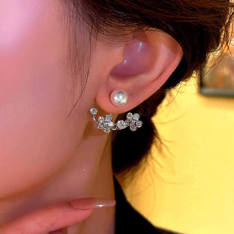 14K Gold-Plated Elegant Pearl Flower Earrings