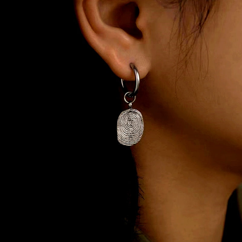 14K Gold-Plated Elegant Fingerprint Earrings