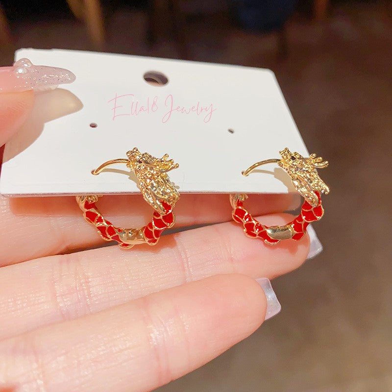 14K Gold-Plated 2024 Dragon Year Dragon Earrings