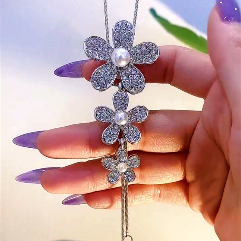 14K Gold-Plated Adjustable Flower Sweater Chain Necklace