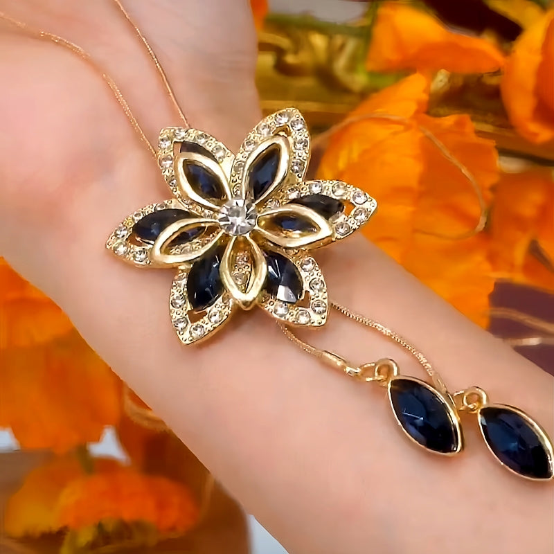 14K Gold-Plated Adjustable Flower Tassel Sweater Chain Necklace