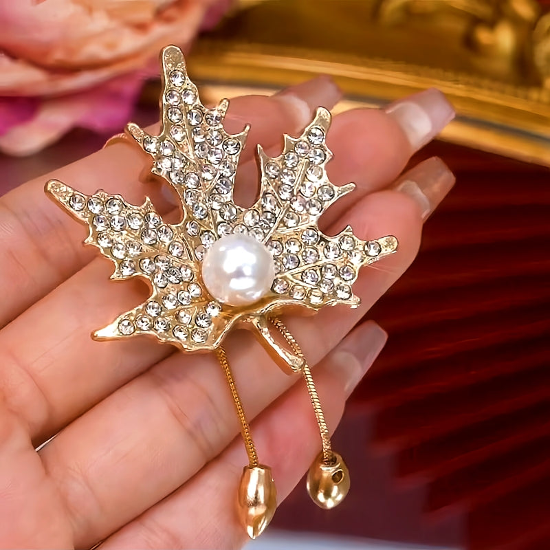 14K Gold-Plated Adjustable Maple Leaf Sweater Chain Necklace