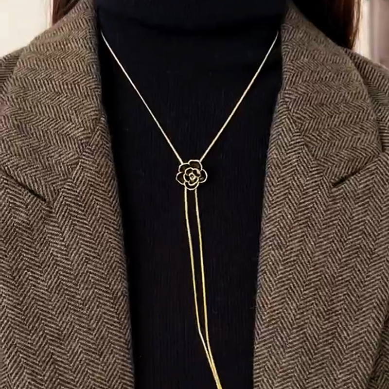 14K Gold-Plated Adjustable Rose Tassel Necklaces