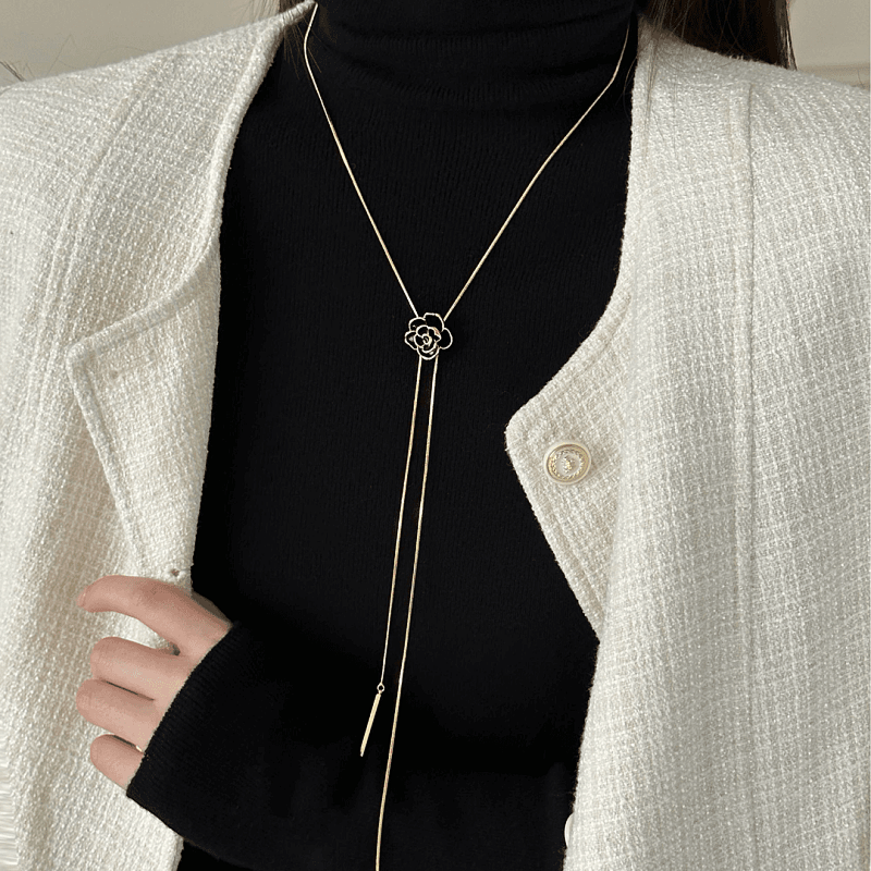 14K Gold-Plated Adjustable Rose Tassel Necklaces