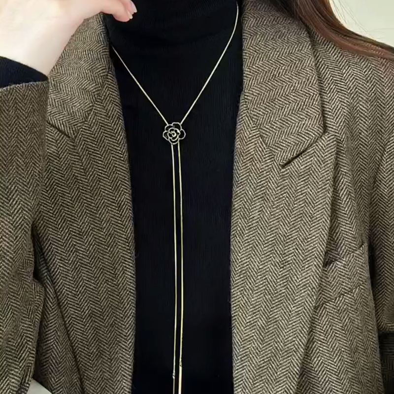 14K Gold-Plated Adjustable Rose Tassel Necklaces