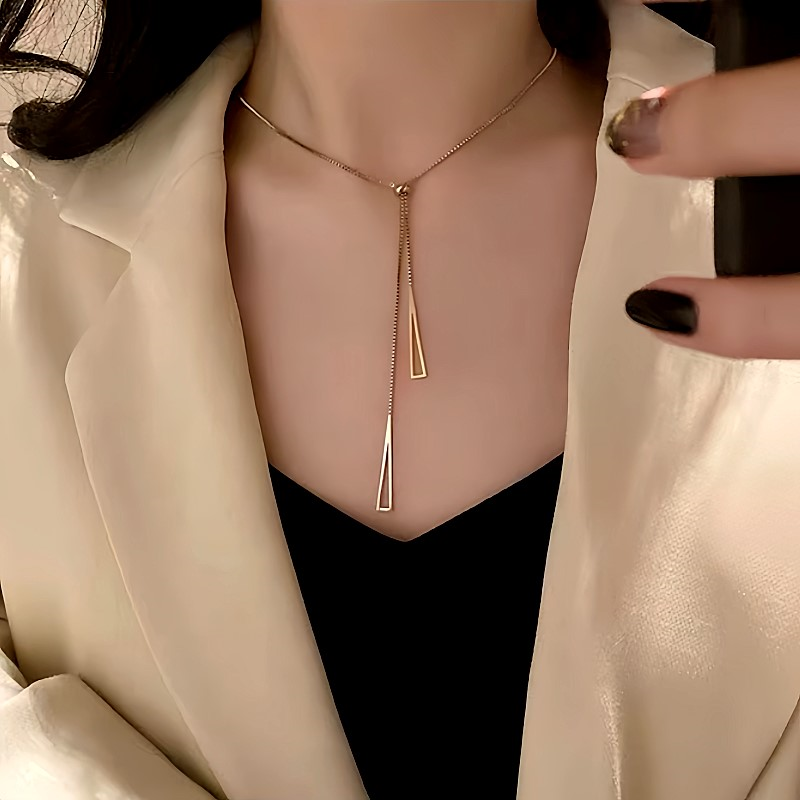 14K Gold-Plated Adjustable Triangle Necklace