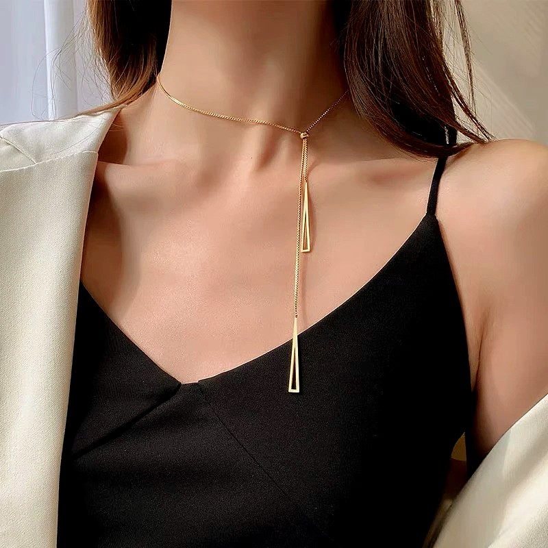 14K Gold-Plated Adjustable Triangle Necklace