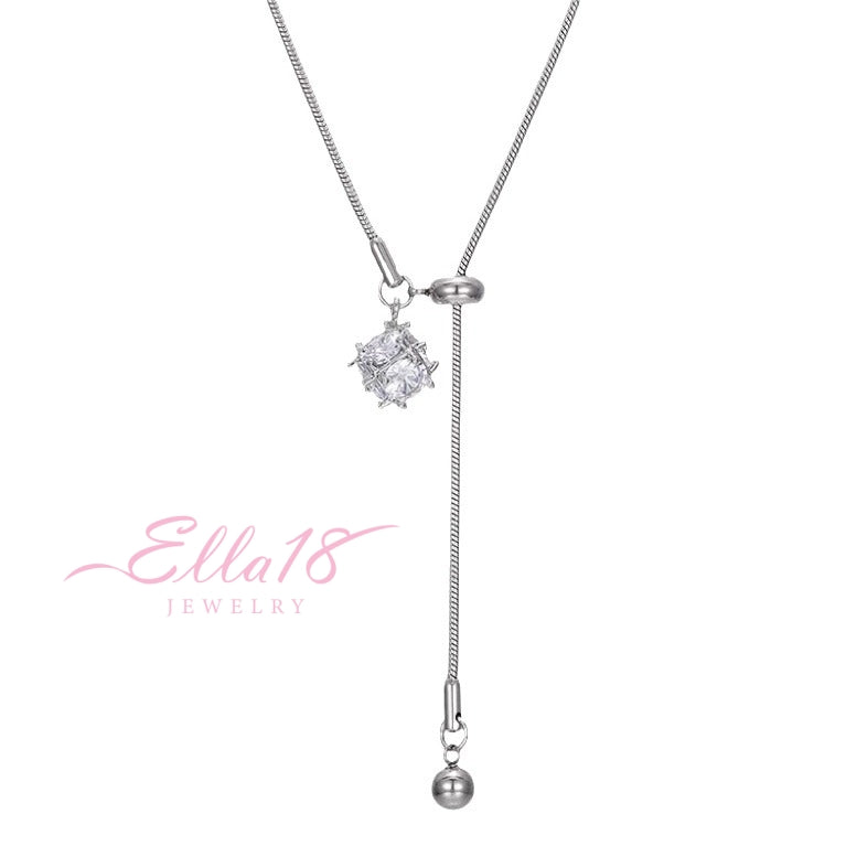 14K Gold-Plated Adjustable Zircon And Diamond Necklace
