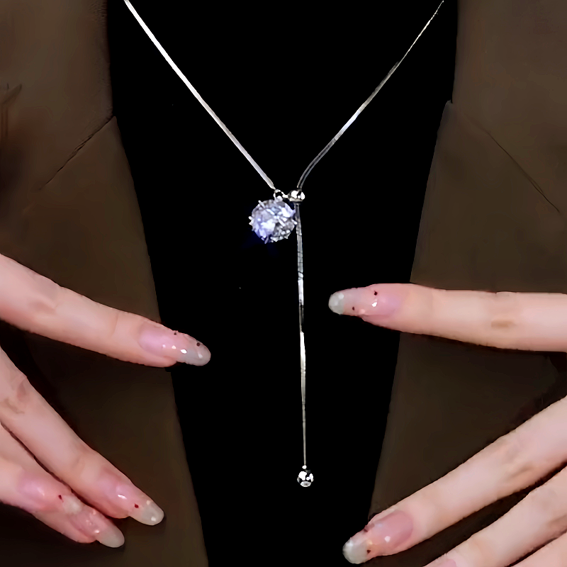 14K Gold-Plated Adjustable Zircon And Diamond Necklace