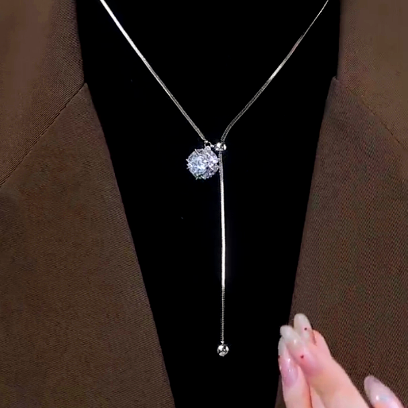 14K Gold-Plated Adjustable Zircon And Diamond Necklace