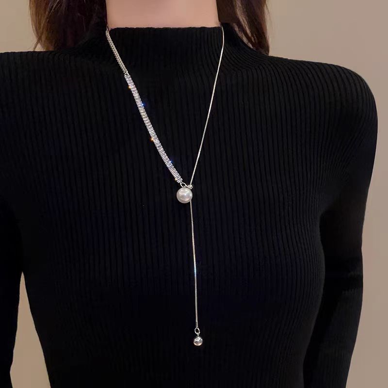 14K Gold-Plated Adjustable Zircon Pearl Necklace