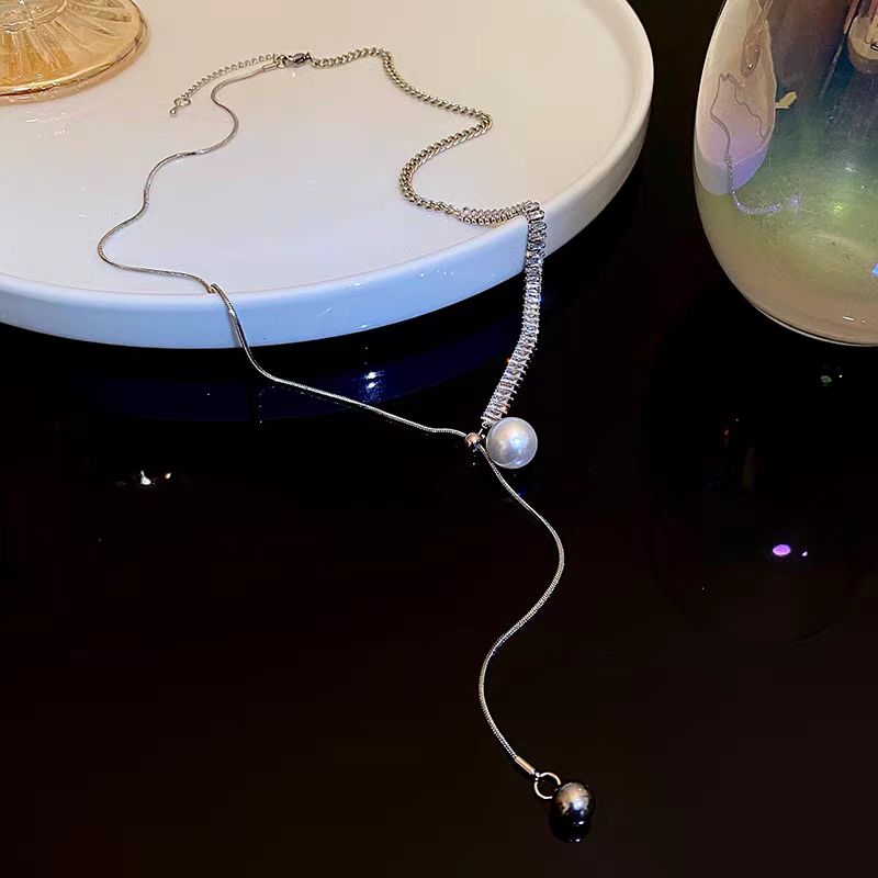 14K Gold-Plated Adjustable Zircon Pearl Necklace