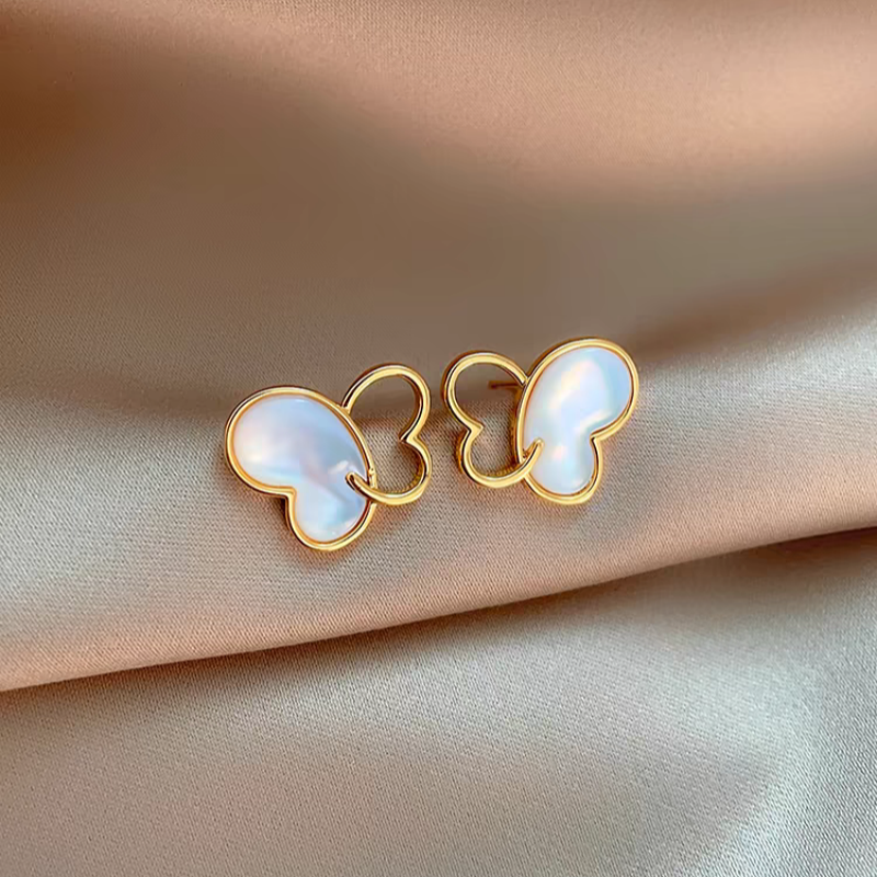 14K Gold-Plated And Sterling Silver Elegant Hollow Butterfly Studs