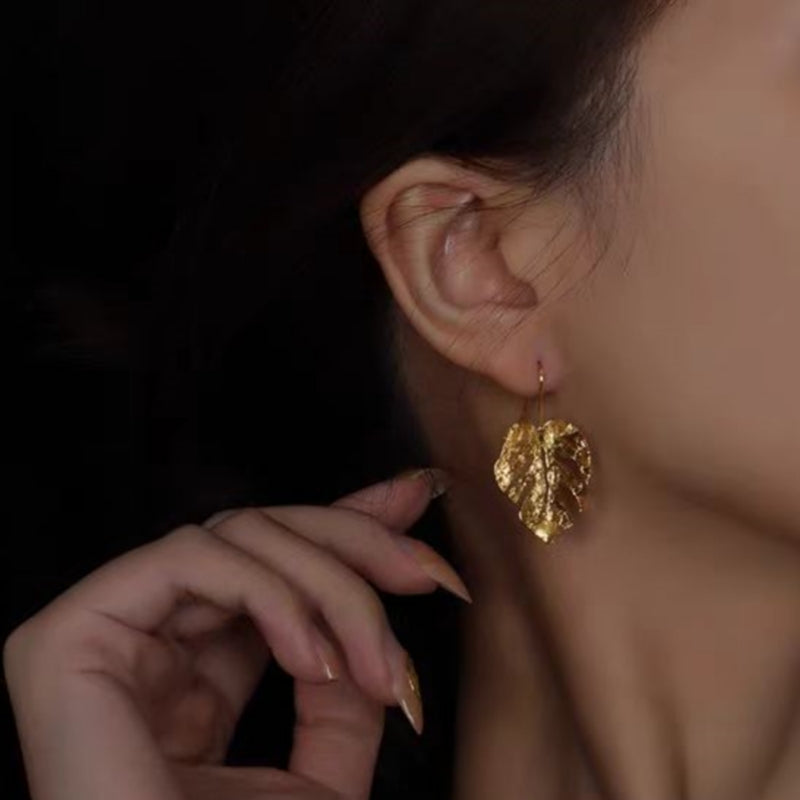 14K Gold-Plated And Sterling Silver Leaf Earrings
