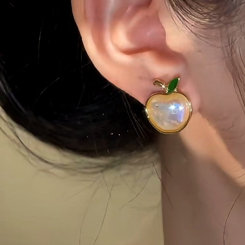 14K Gold-Plated Apple Stud Earrings