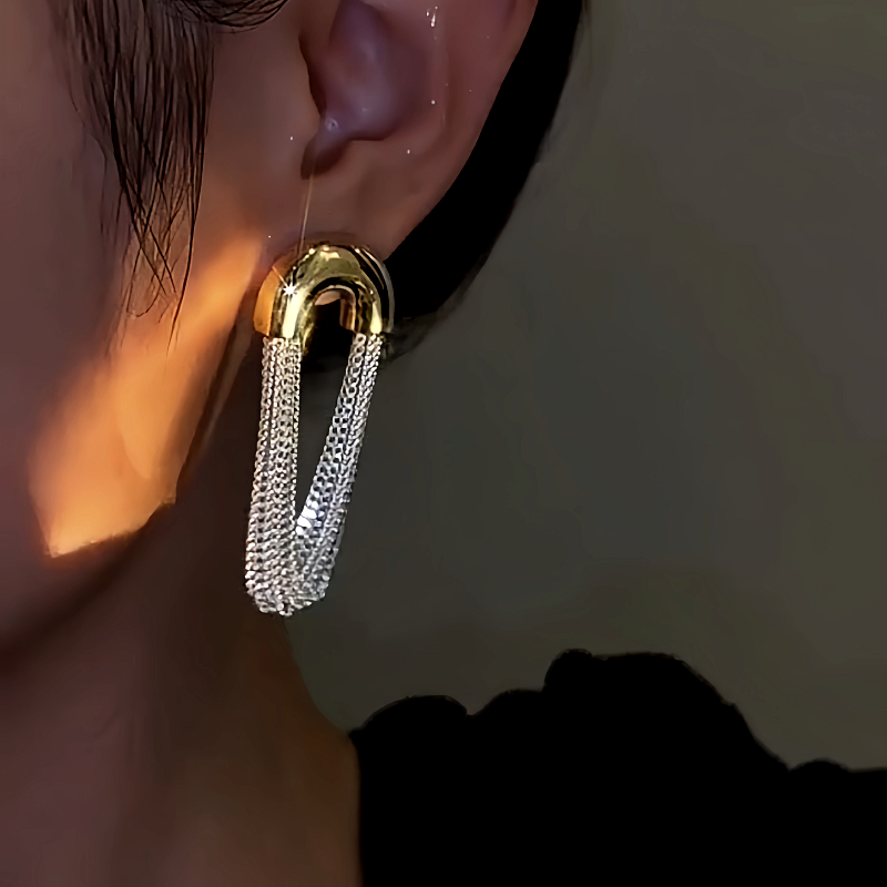 14K Gold-Plated Arc Chain Tassel Earrings