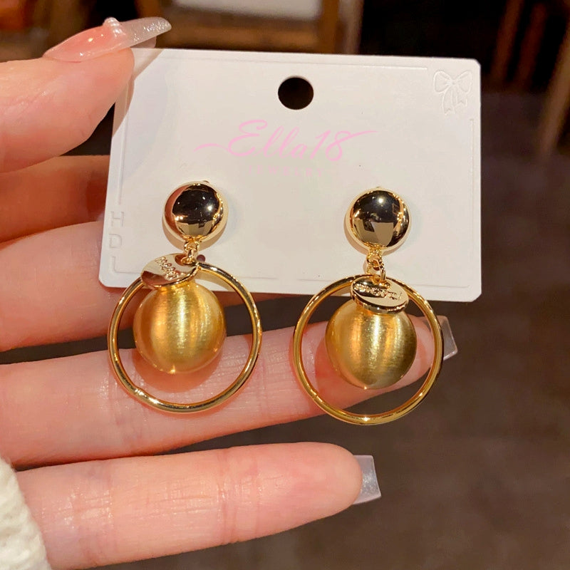14K Gold-Plated Ball Hoop Earrings