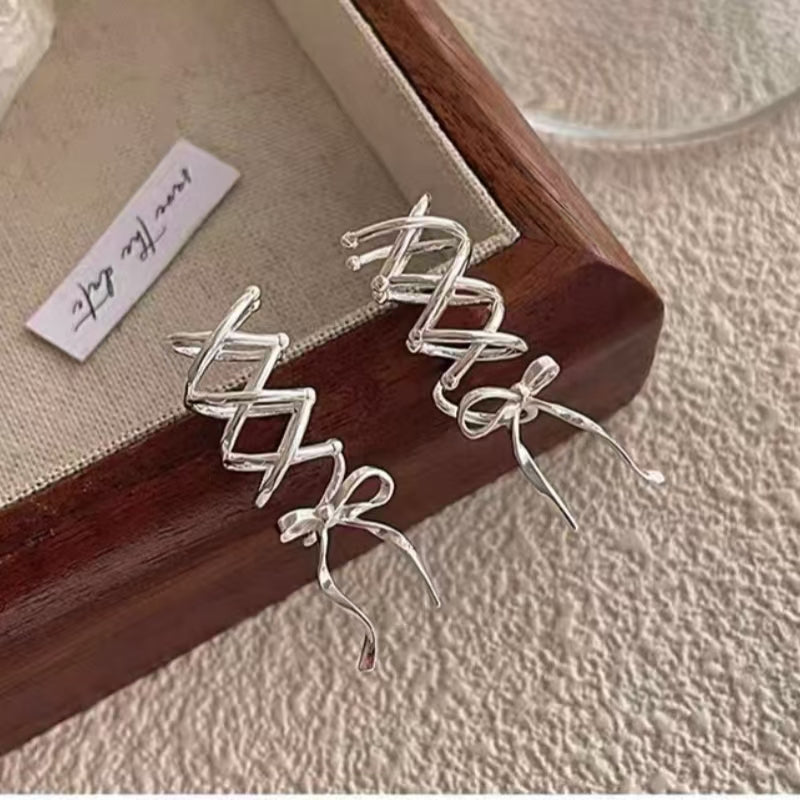 14K Gold-Plated Ballet Ribbon Bow Ear Clips (1 Pair)
