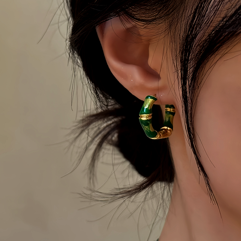 14K Gold-Plated Bamboo Hoop Earrings
