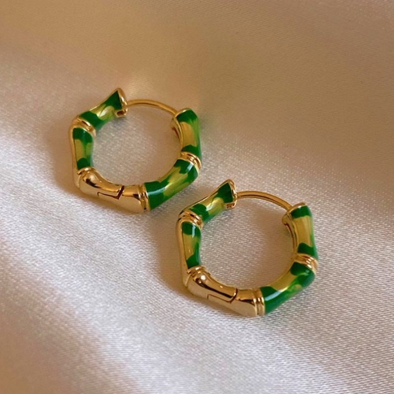 14K Gold-Plated Bamboo Hoop Earrings