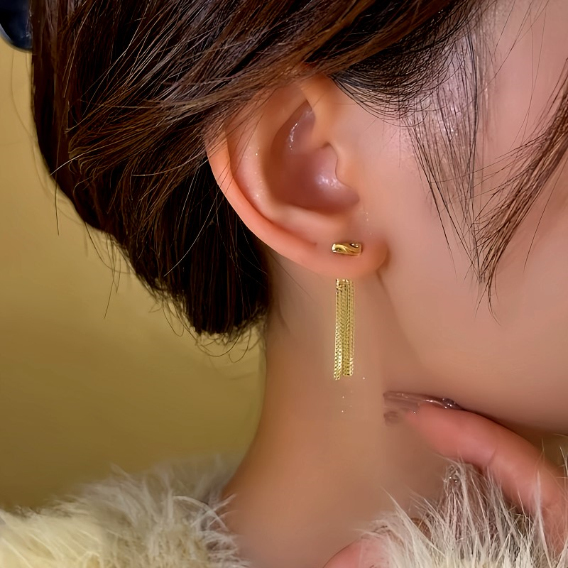 14K Gold-Plated Bamboo Knot Tassel Earrings