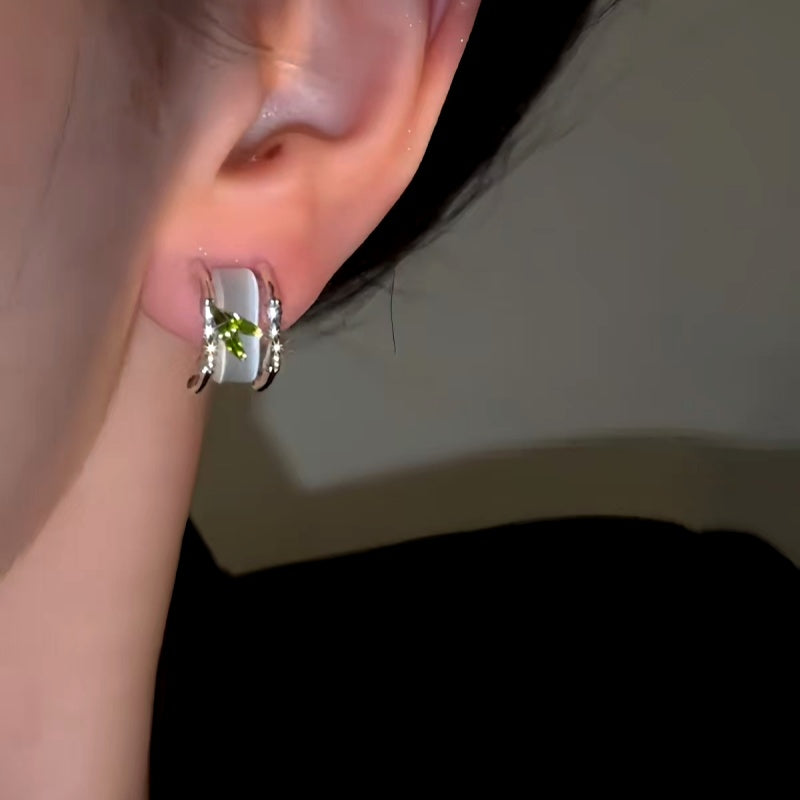 14K Gold-Plated Bamboo Leaf Cat's Eye Earrings