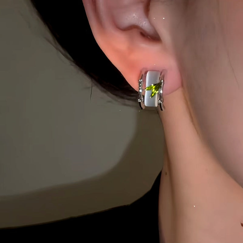 14K Gold-Plated Bamboo Leaf Cat's Eye Earrings