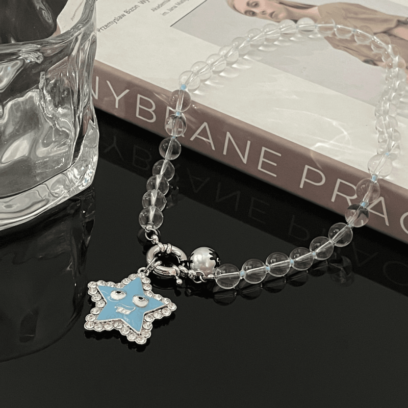 14K Gold-Plated Bead Blue Star Necklaces