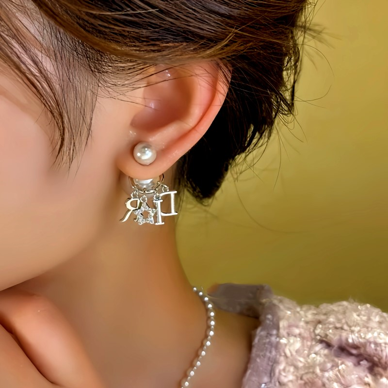 14K Gold-Plated Bead Letter Tassel Earrings