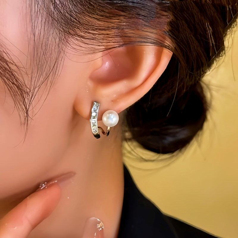 14K Gold-Plated Beaded Diamond Earrings