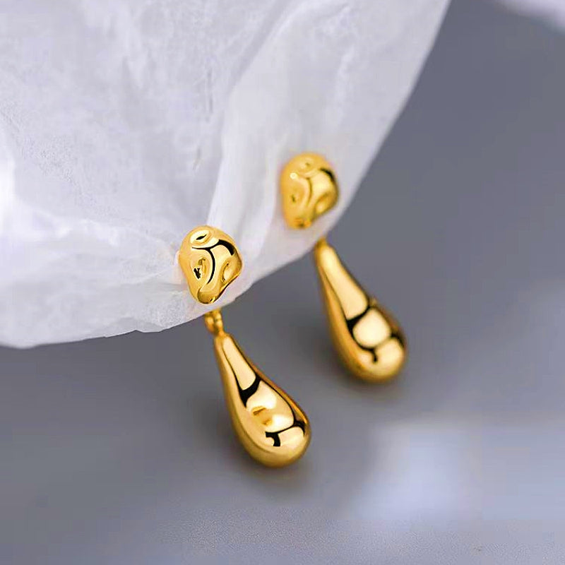 14K Gold-Plated Bean Drop Earrings