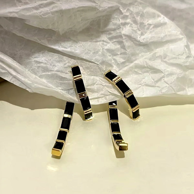 14K Gold-Plated Black Diamond Earrings