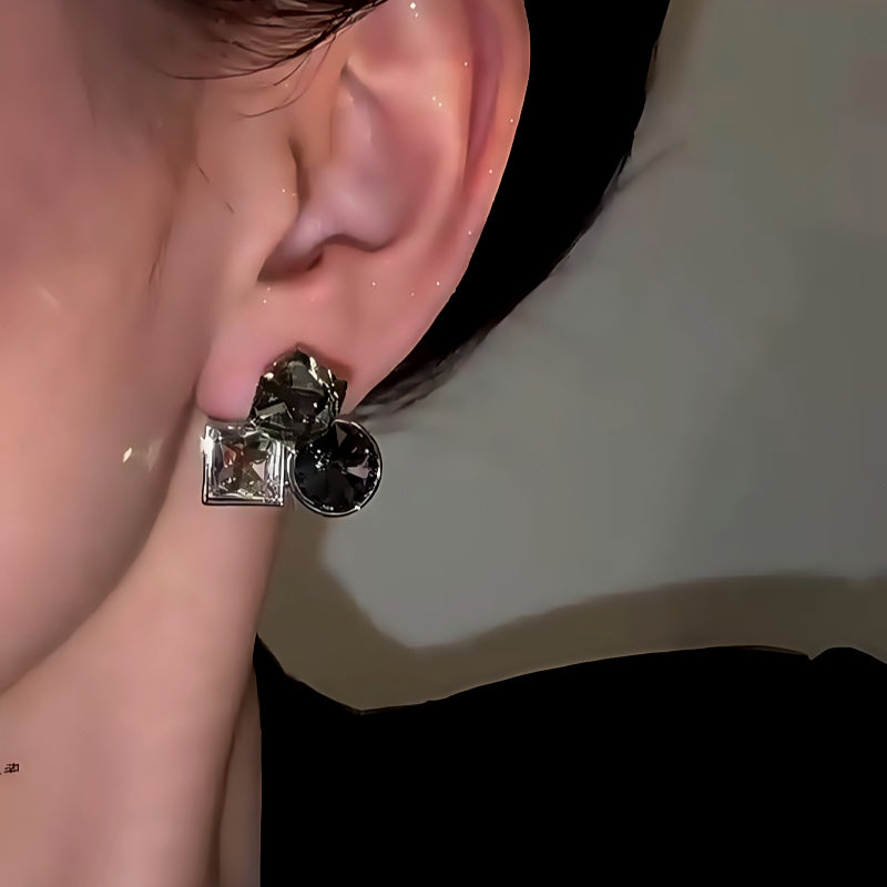 14K Gold-Plated Black Diamond Stud Earrings