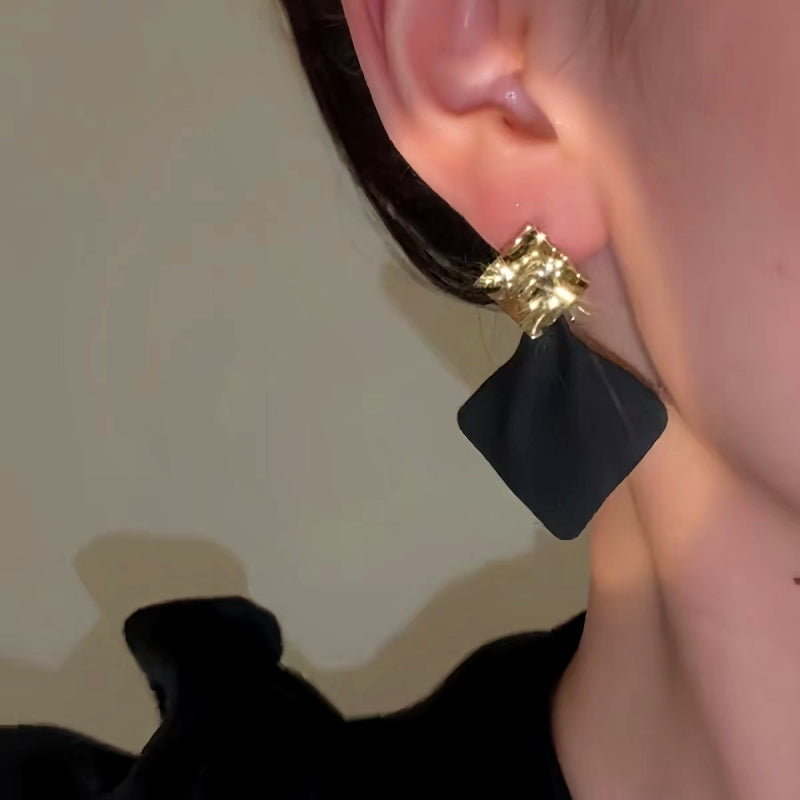 14K Gold-Plated Black Personalized Earrings