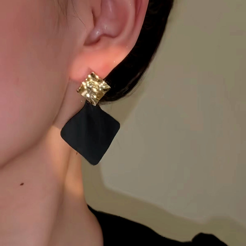 14K Gold-Plated Black Personalized Earrings