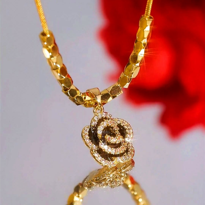 14K Gold-Plated Black Rose Necklaces