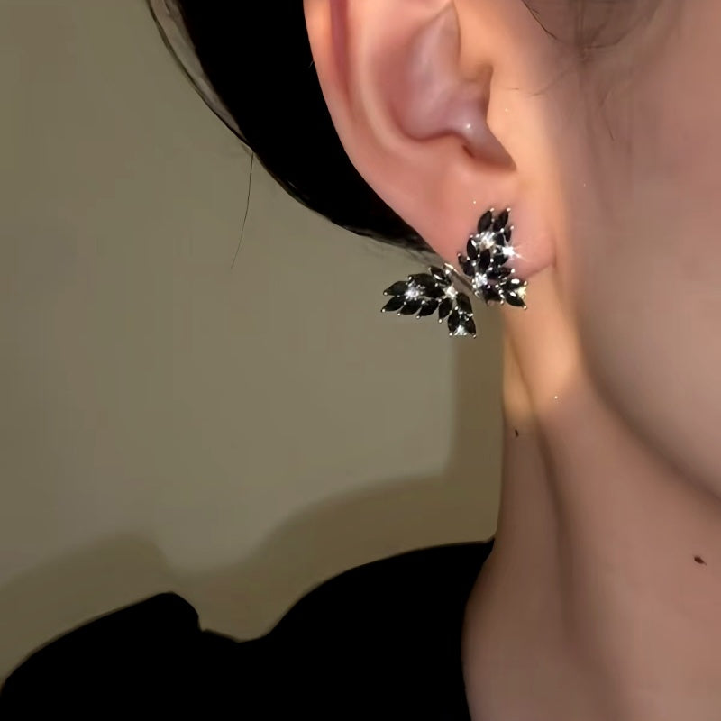 14K Gold-Plated Black Zircon Butterfly Earrings