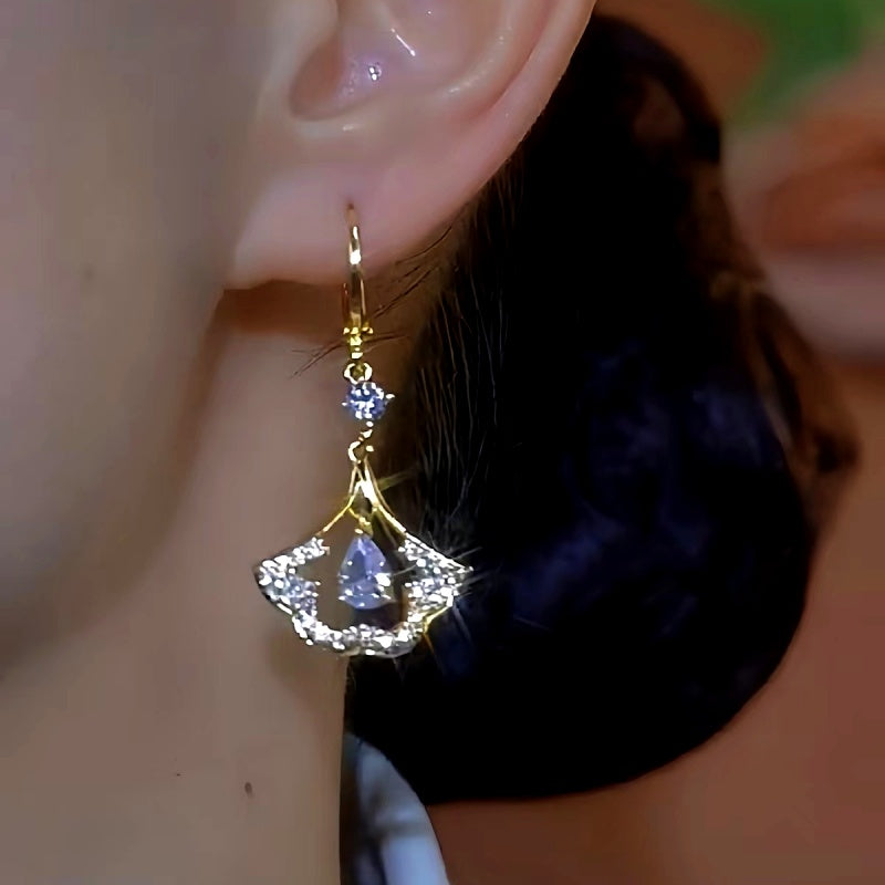 14K Gold-Plated Bling Leaf Earrings