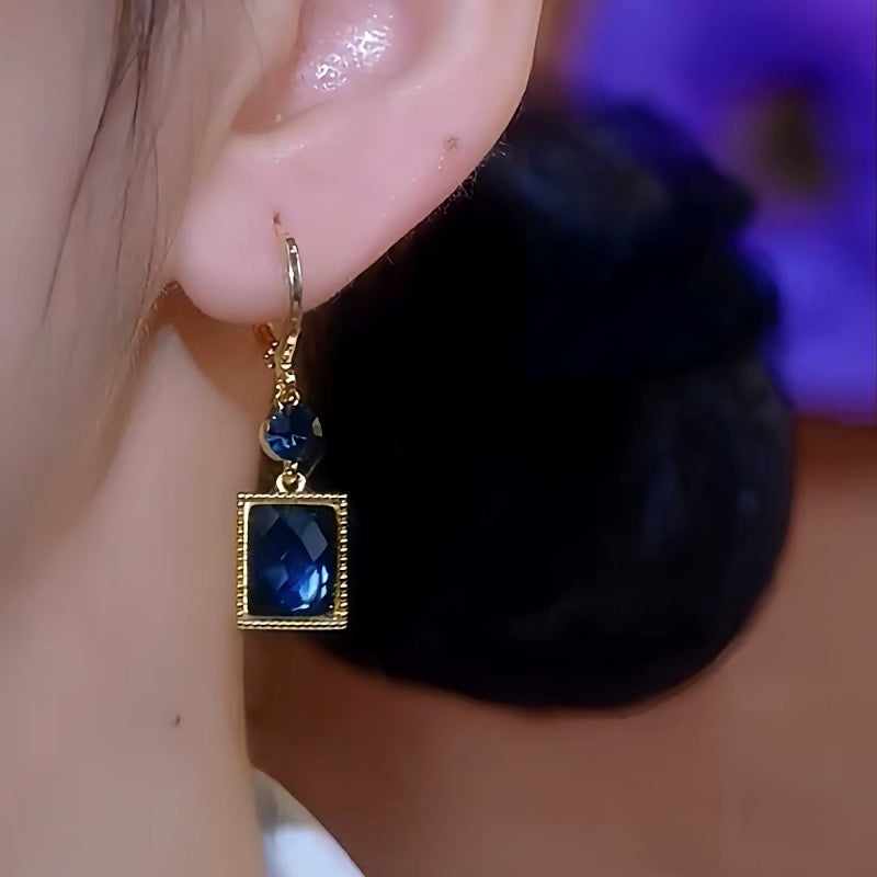 14K Gold-Plated Blue Crystal Earrings