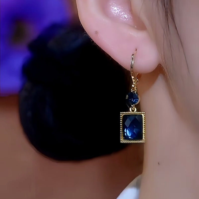 14K Gold-Plated Blue Crystal Earrings