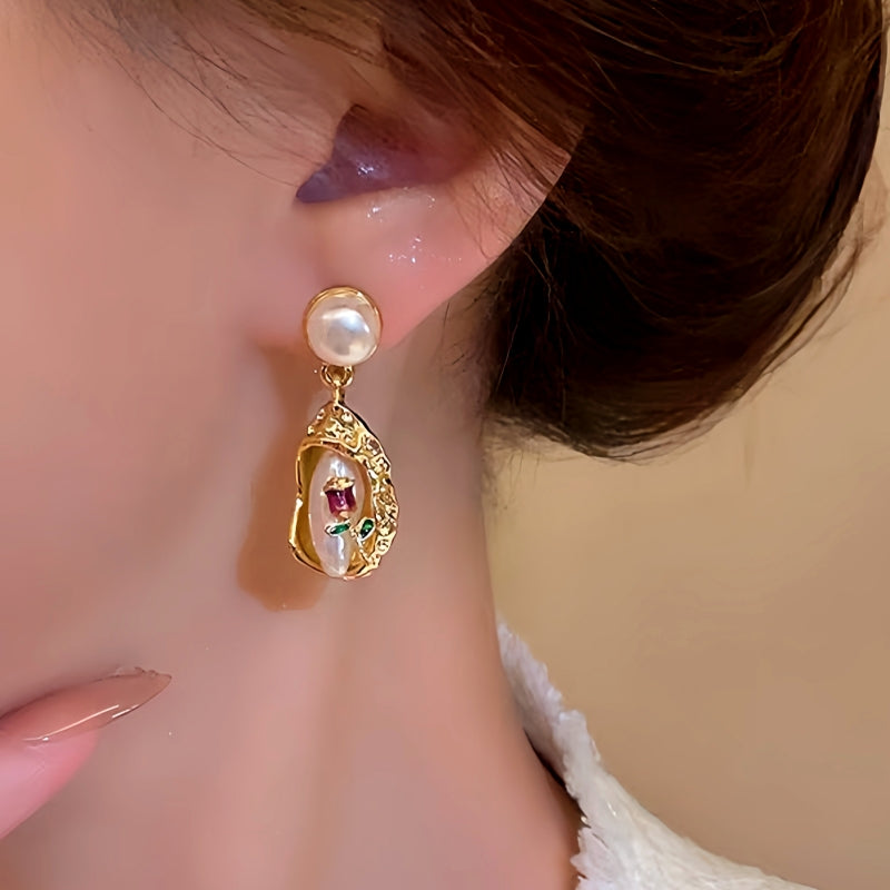 14K Gold-Plated Bouquet Pearl Earrings