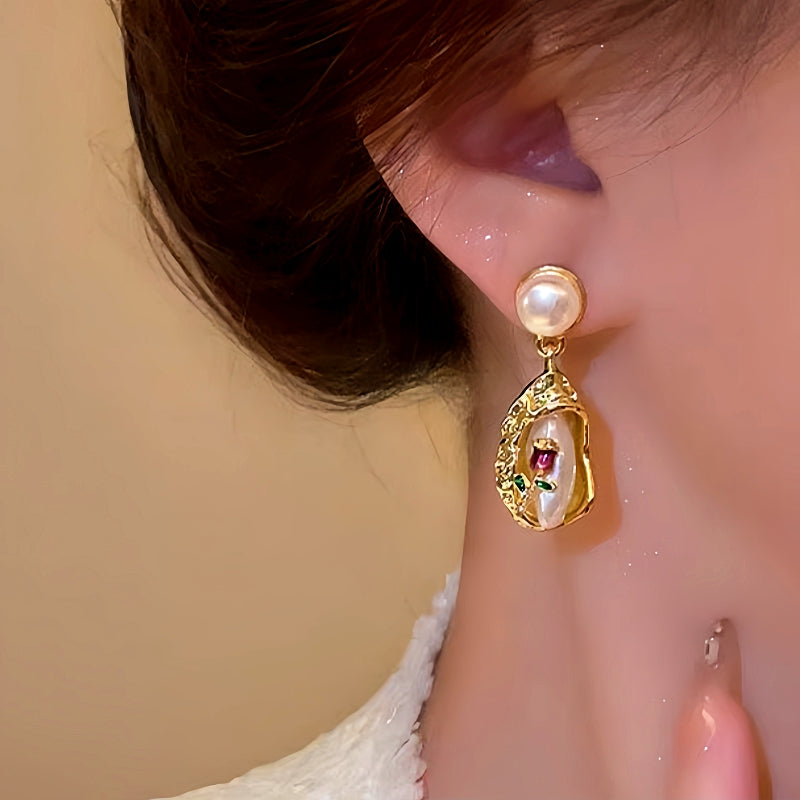 14K Gold-Plated Bouquet Pearl Earrings